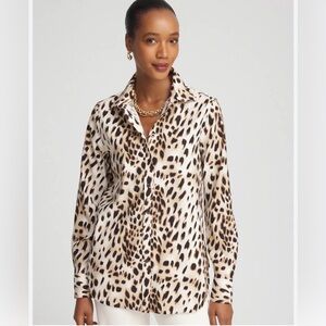 Chico’s No Iron Animal Print Shirt NWOT